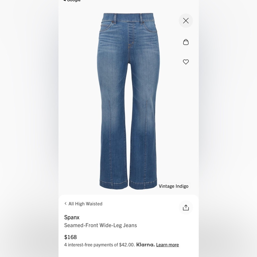 Spanx seamed front wide leg Jeans